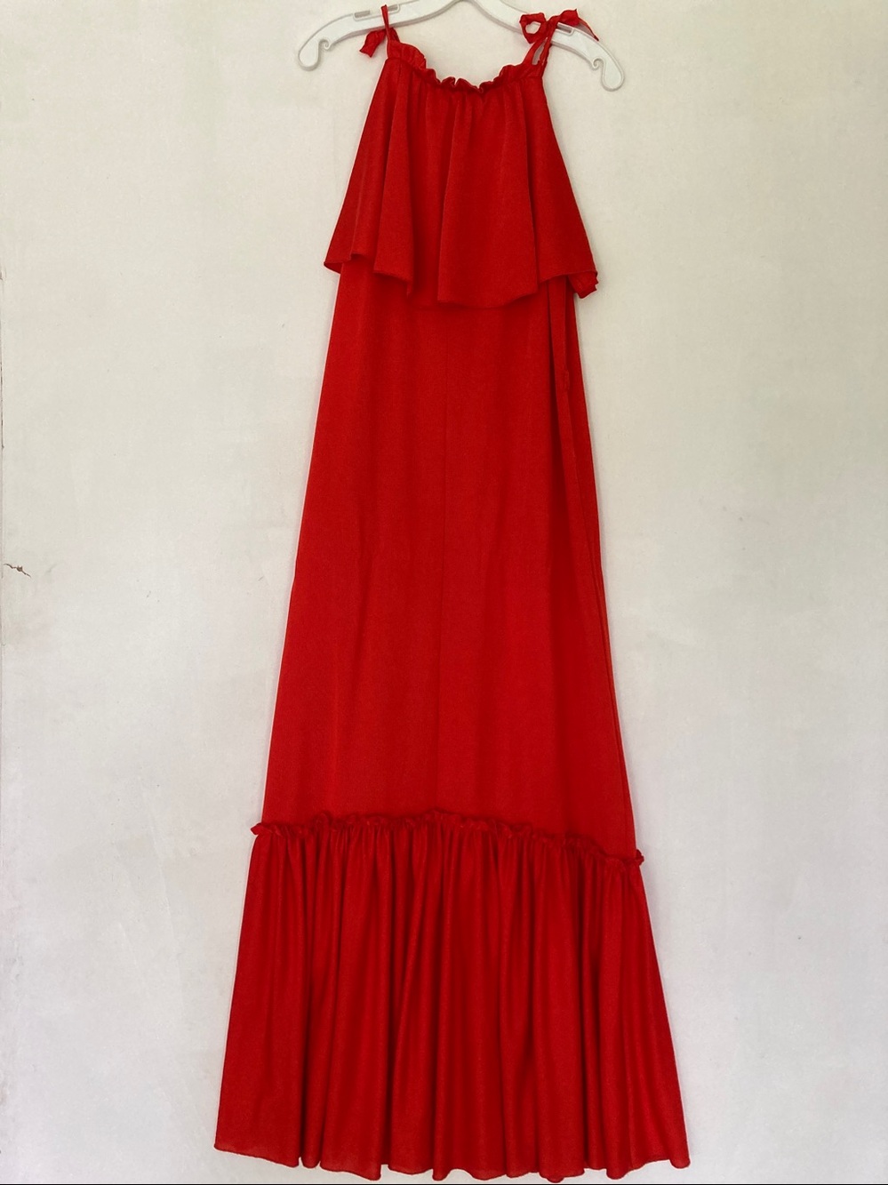 Free People Orange Coco S/P Maxi Dress Ruffle Tie Straps chic boho Beach Summer - Picture 2 of 16